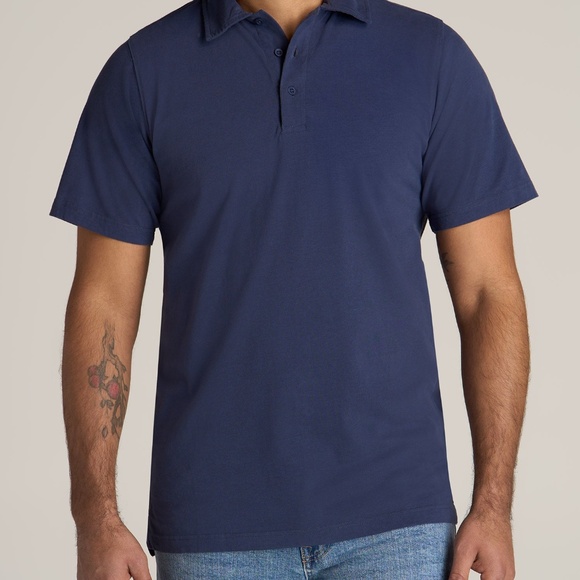 American Tall LJ&S Ultra Soft Short Sleeve Cotton Polo for Tall Men in Vintage M - Picture 1 of 3